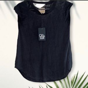 Chaser distressed burn out tee with rolled sleeves